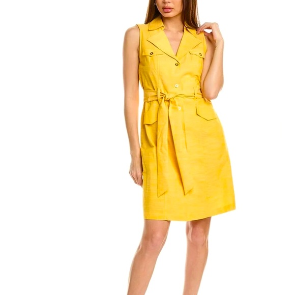Sharagano Yellow Sleeveless Sundress with Notched Collar,12🦋 - Picture 1 of 6